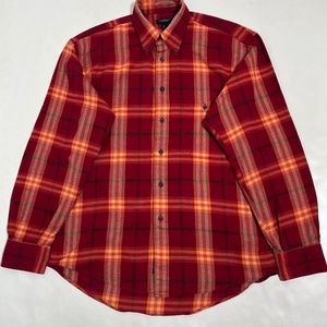 Burberry London Men's Check Button Down Shirt Red Made In U.S.A. Size M